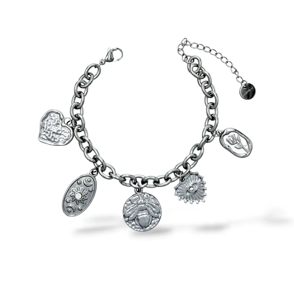 Ape, Cuore, Tulipano-Bracciale in acciaio - BR-413-3307
