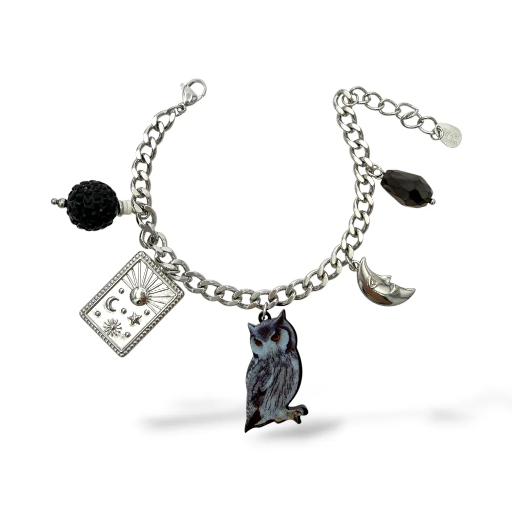 Gufo, Luna -Bracciale in Acciaio - BR-732-709 (Argento)