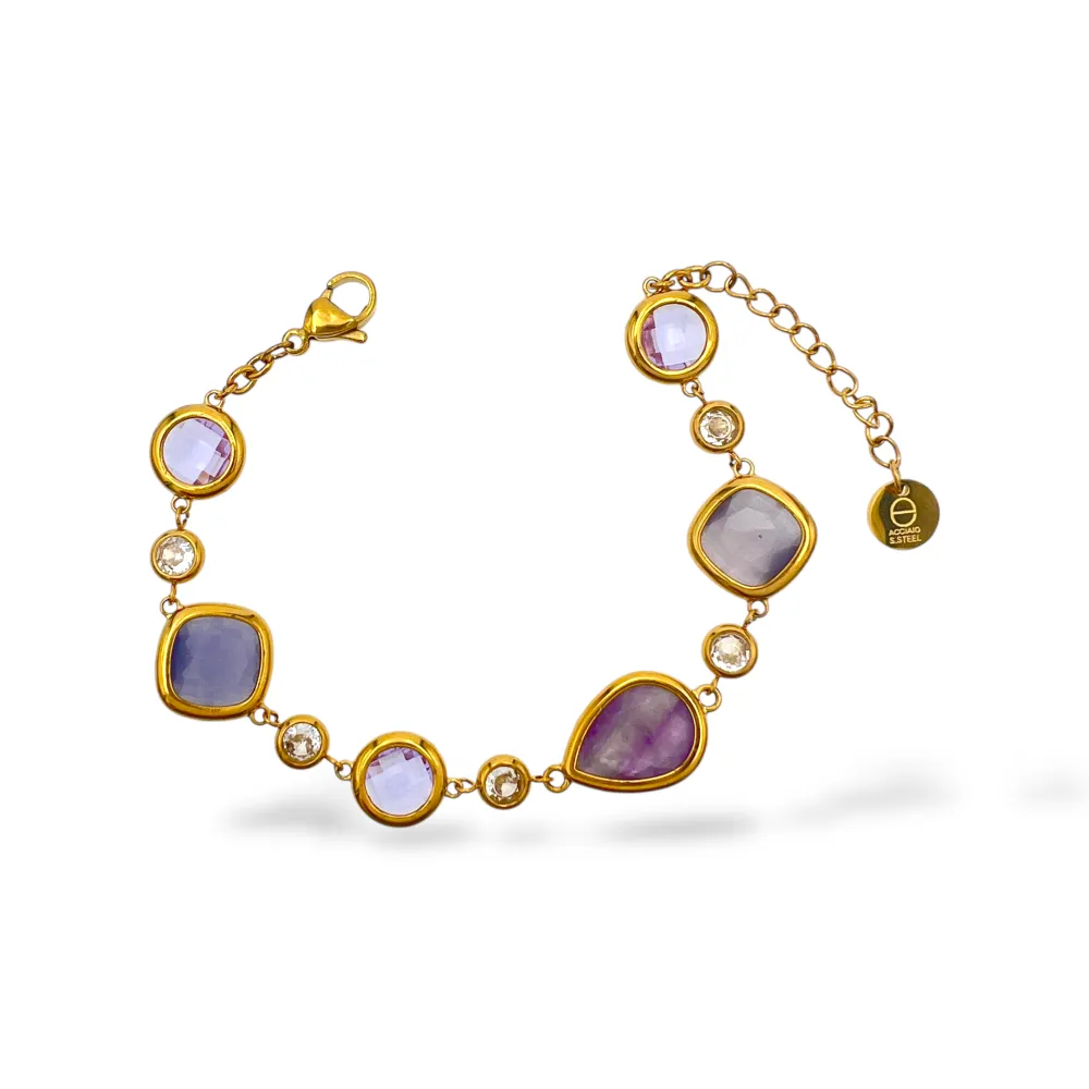 Punto luce e pietra -Bracciale in Acciaio - BR-795-17135