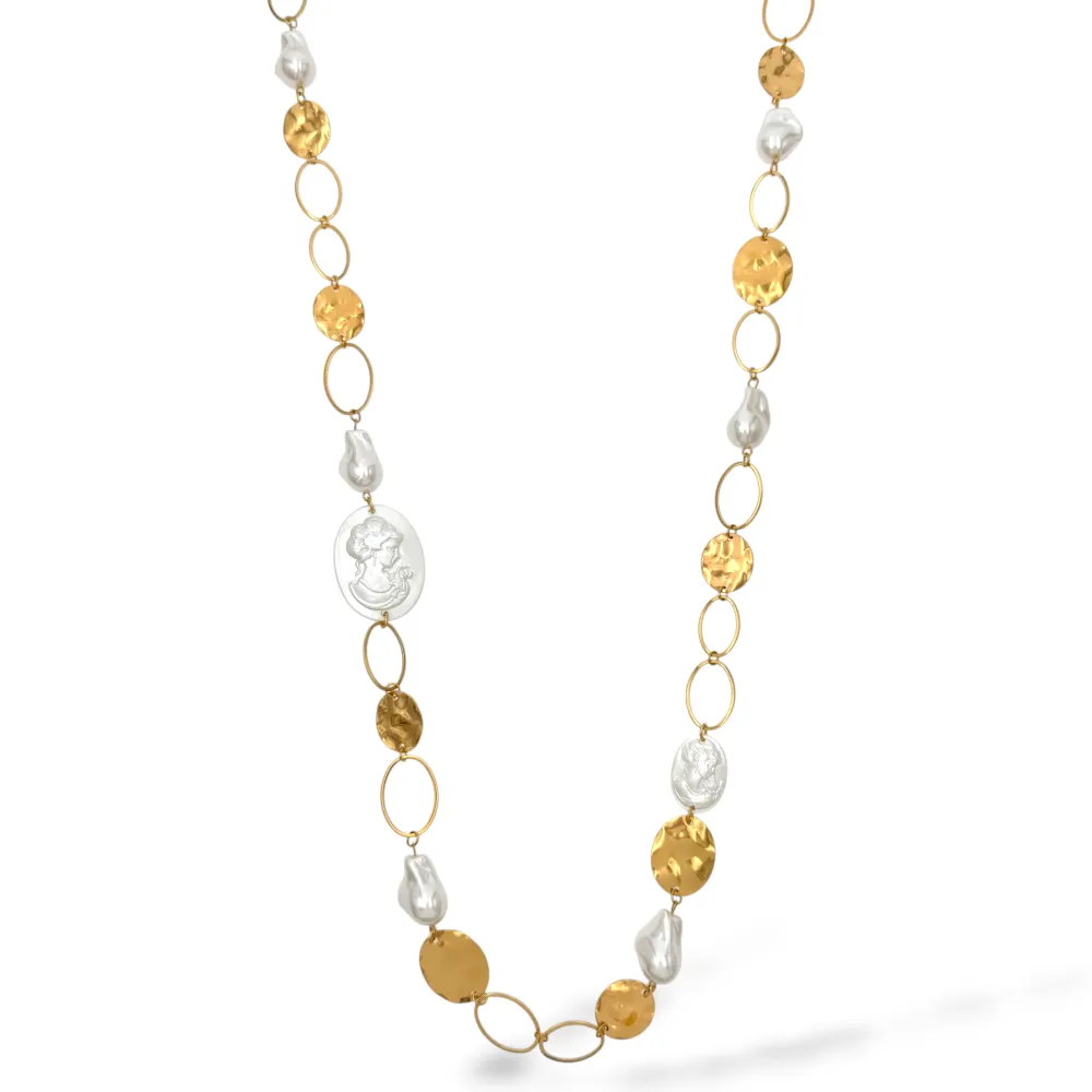 Dama e Perle-Collana Lunga in Acciaio - CAL-732-691