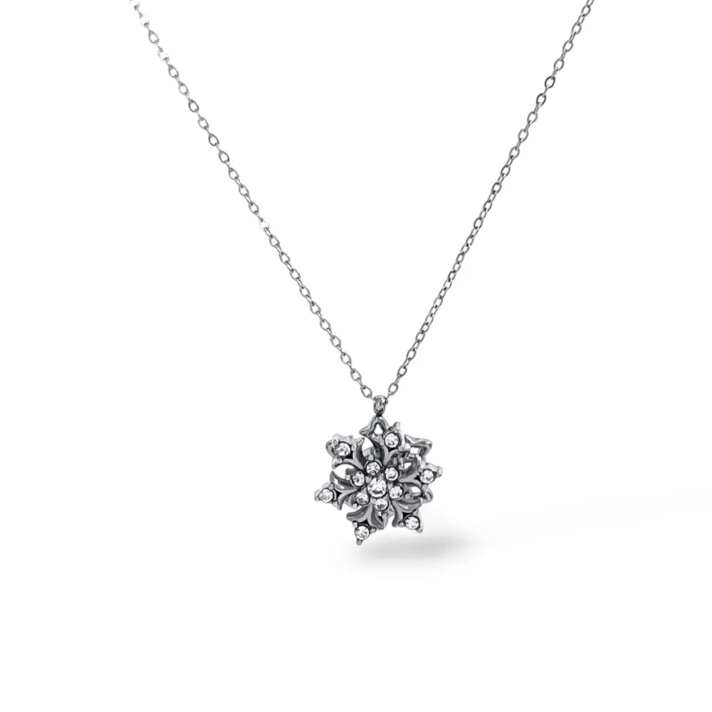 [CL-795-12974] Fiocco di neve-Collana Corta in Acciaio - CL-795-12974 (Argento)