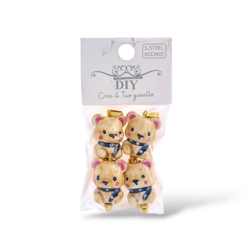 [DIY-801-020A 4PZ] Orsetto-Ciondolo/Charms in Acciaio - DIY-801-020A 4PZ