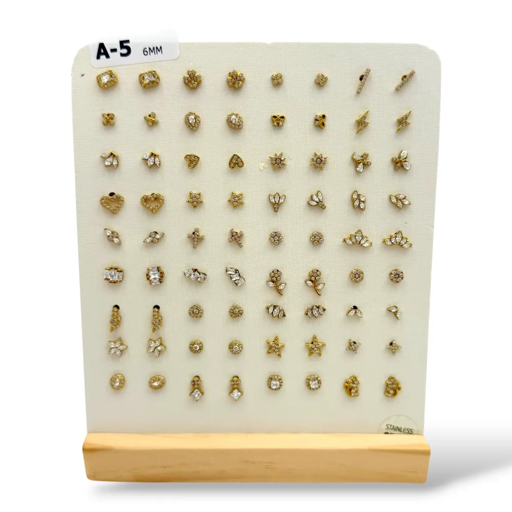 [OPA-103-AA743E/6MM] (A-5)6MM Soggetti Mix-36Paia Orecchini a Lobo in Acciaio - OPA-103-AA743E/6MM (Oro Giallo)