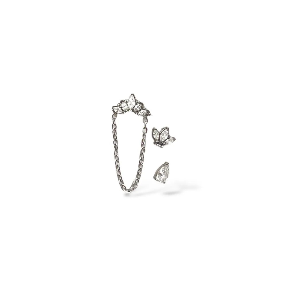 [OR-103-AA7340E] Orecchini Earcuff Zircone Acciaio - OR-103-AA7340E (Argento)