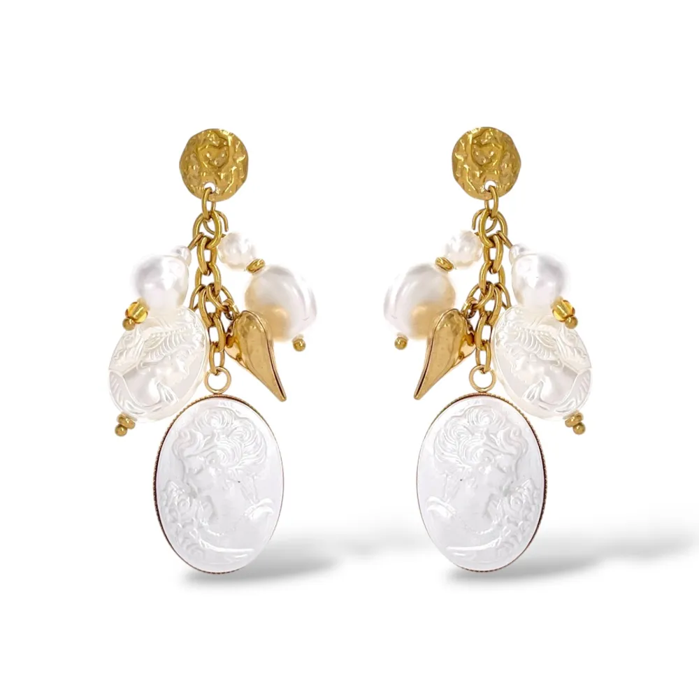 Cameo-Orecchini Moda Pendente In Acciaio - OR-732-706