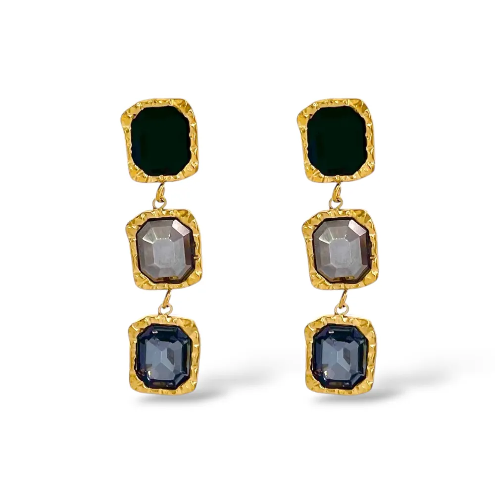 Rettangolo-Orecchini Moda Pendente - OR-732-728 (Nero)
