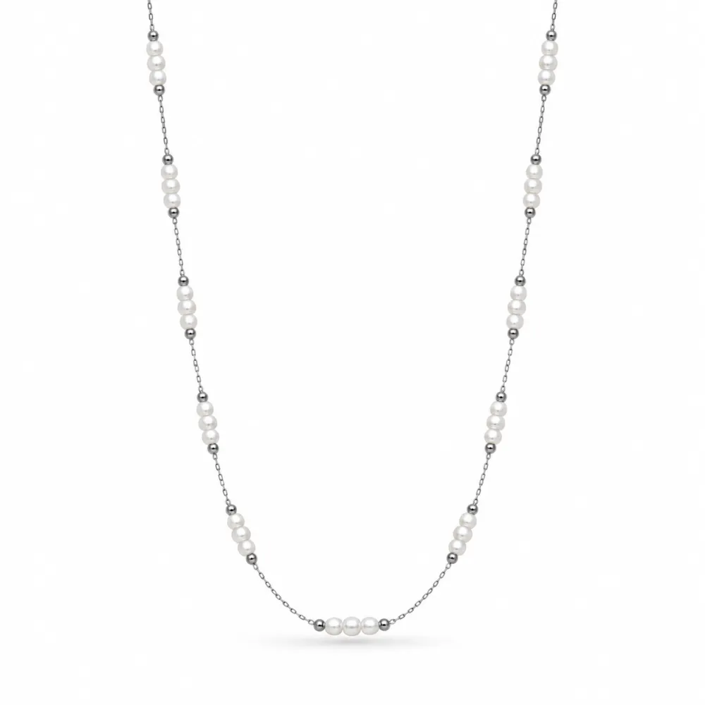 [CL-413-3856] Perline-Collana corta in Acciaio - CL-413-3856 (Argento)
