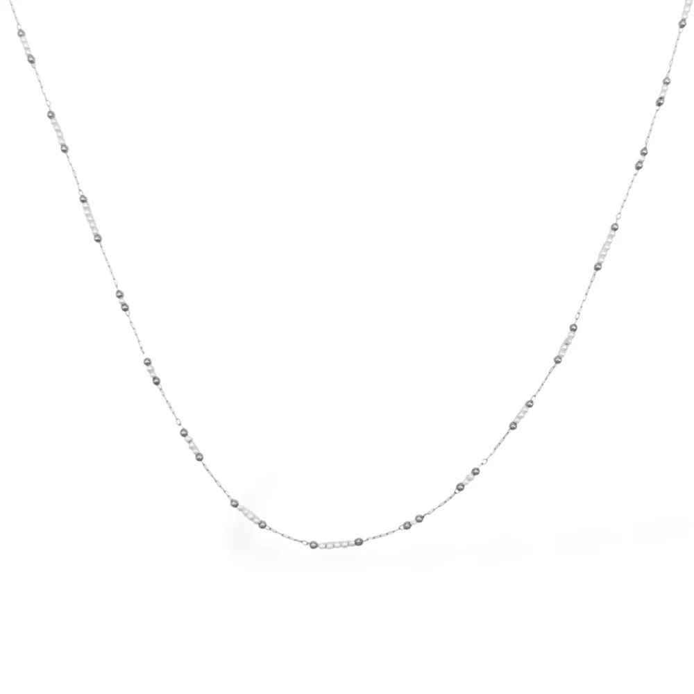 [CL-413-3857] Perline-Collana corta in Acciaio - CL-413-3857 (Argento)