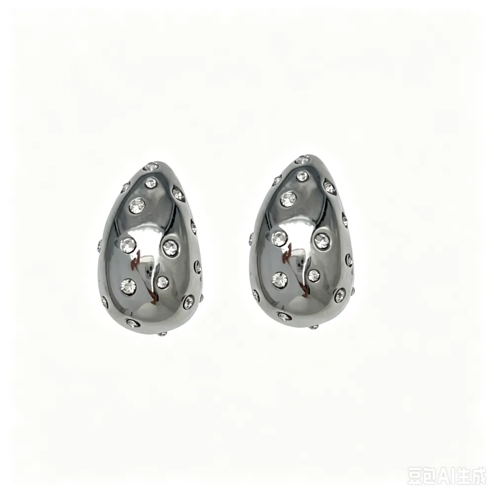 [OR-413-2625] Goccia-Orecchini in Acciaio - OR-413-2625 (Argento)