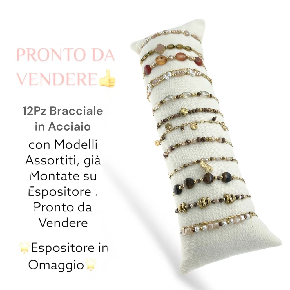 [BPA-735-109] Mix Soggetti-12pz Bracciali in Acciaio - BPA-735-109 (Verde)