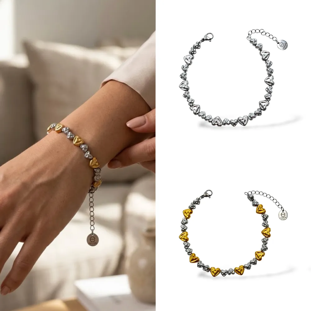 Cuori-Bracciale in Acciaio con Chiusura - BAC-103-AA7313B