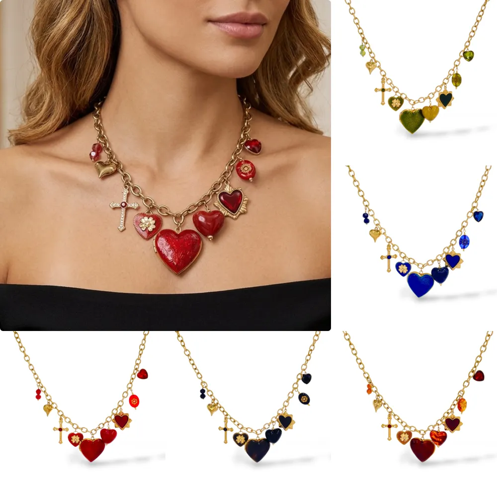 Cuore E Croce-Collana Corta in Acciaio - CAC-794-140
