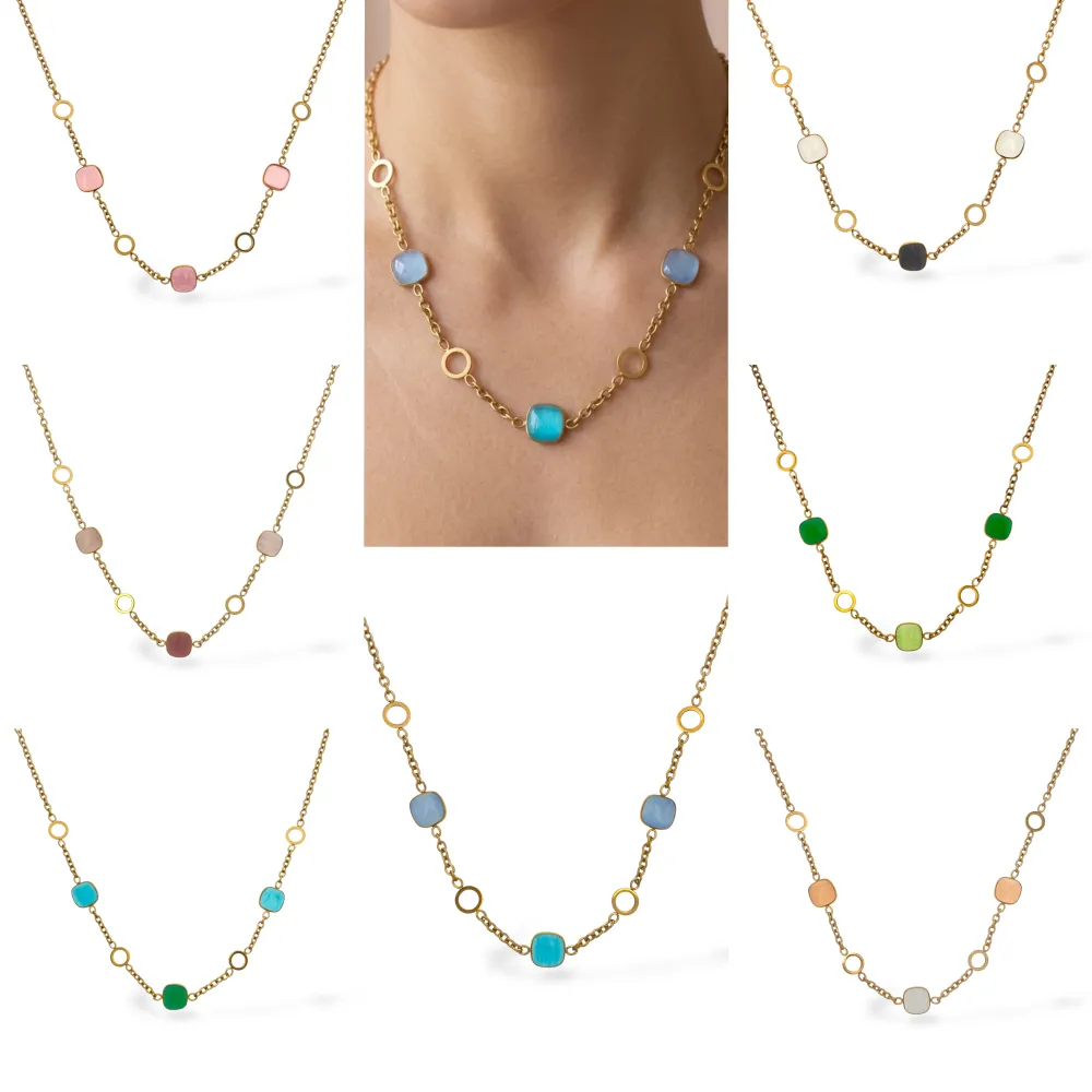 Quadrati-Collana Corta in Acciaio - CL-103-AA6759N