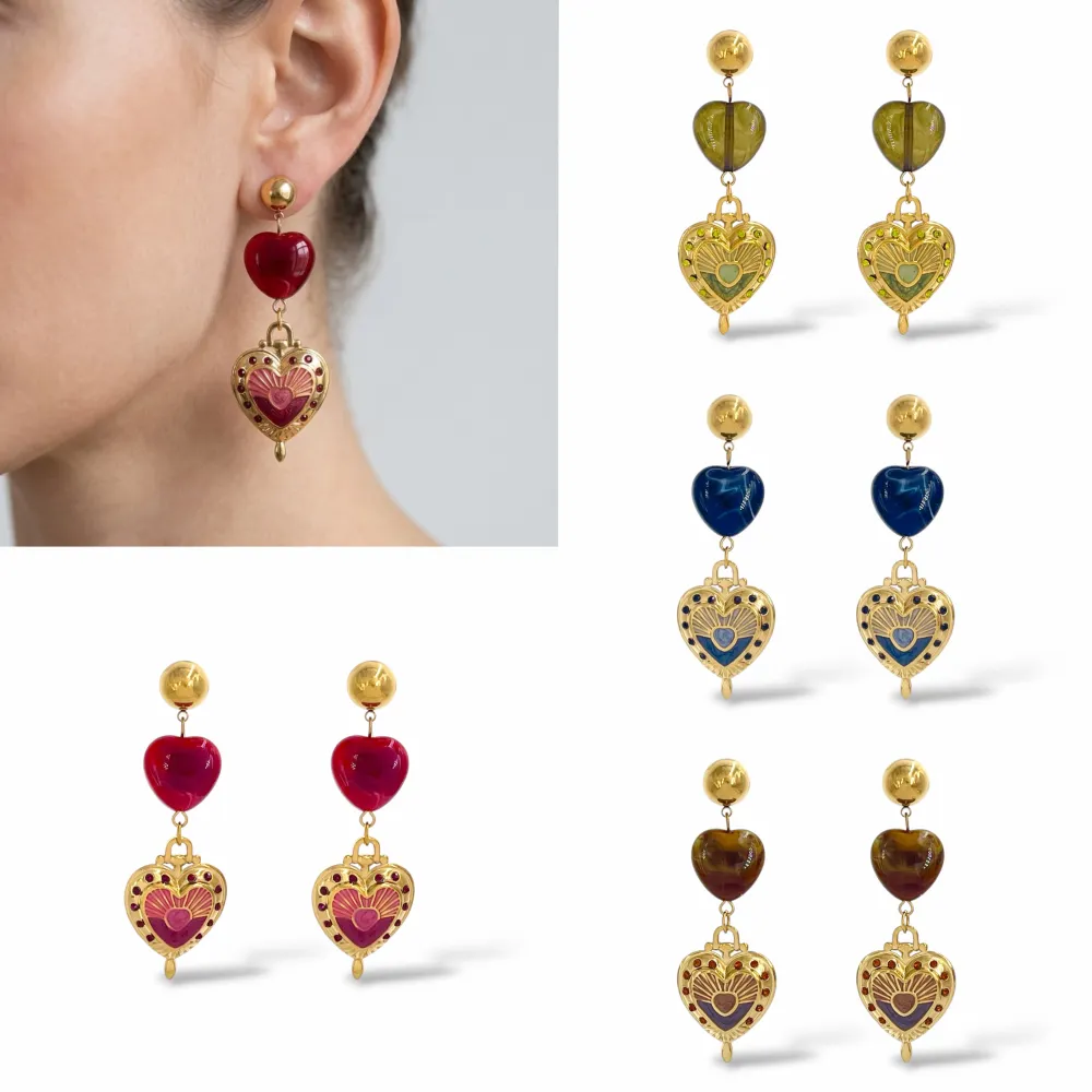Cuore-Orecchini Moda Pendente In Acciaio - OR-732-749