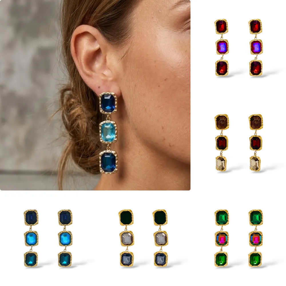 Rettangolo-Orecchini Moda Pendente - OR-732-728