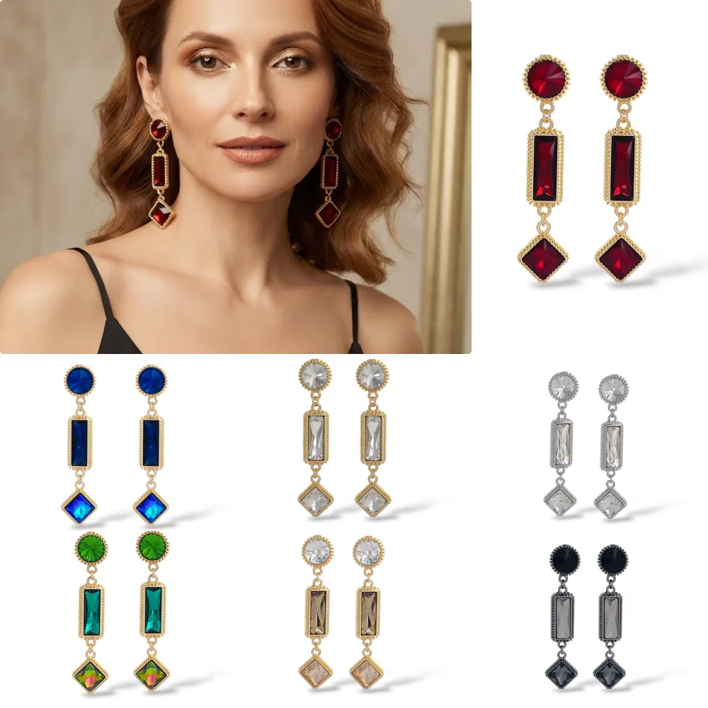 Cerchio, Rettangolo, Quadrato-Orecchini Moda Pendente  - OR-732-760