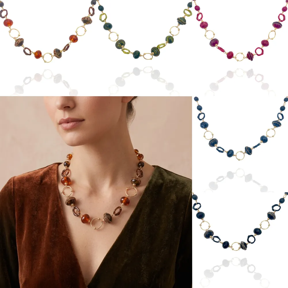 [CL-732-666] Tondo cerchio-Collana Corta in Acciaio - CL-732-666 (Verde)