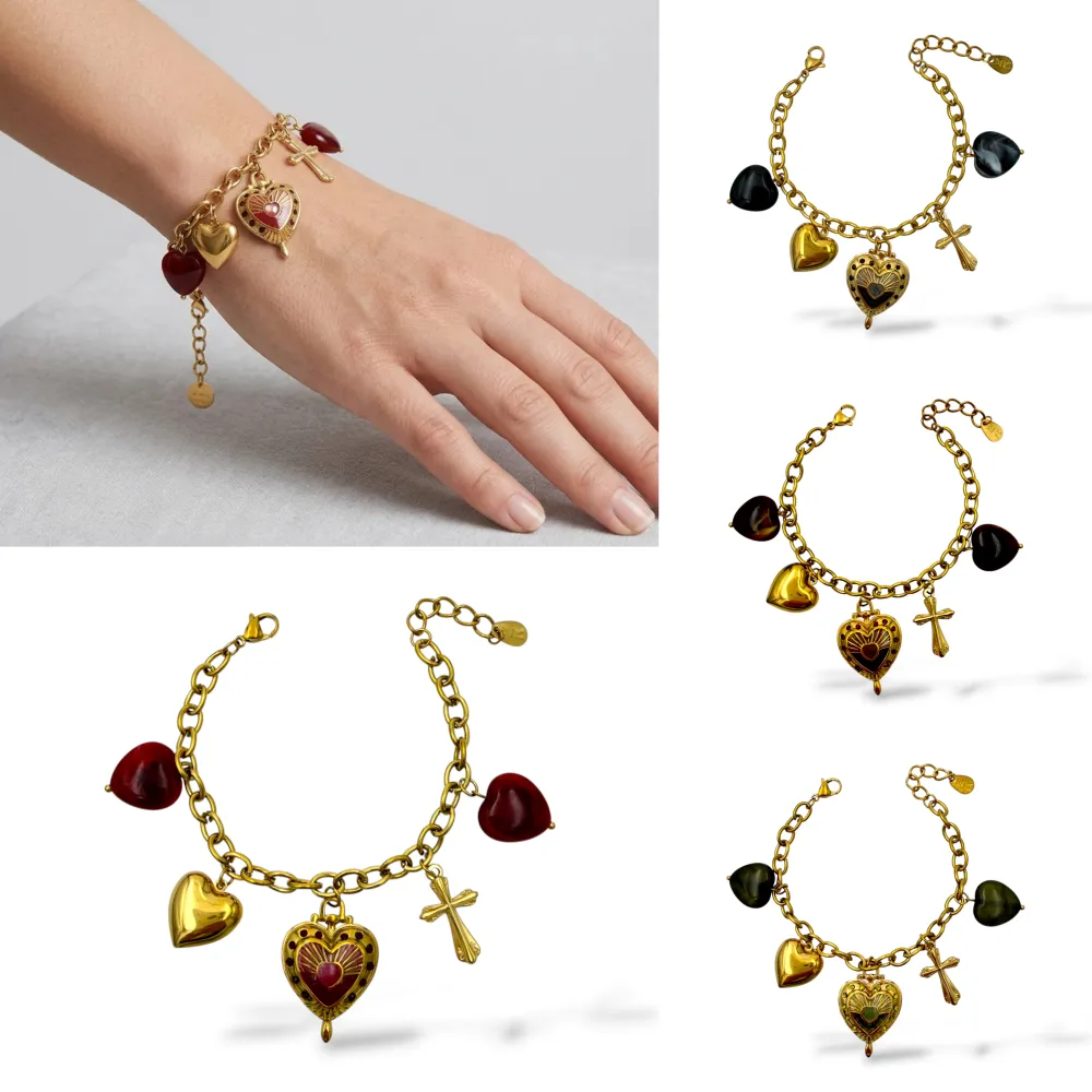 Cuore E Croce-Bracciale in Acciaio - BAC-732-750