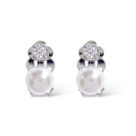 Perla Con Punto Luce -Orecchini Clip in Acciaio - OR-103-AA7387E/8MM
