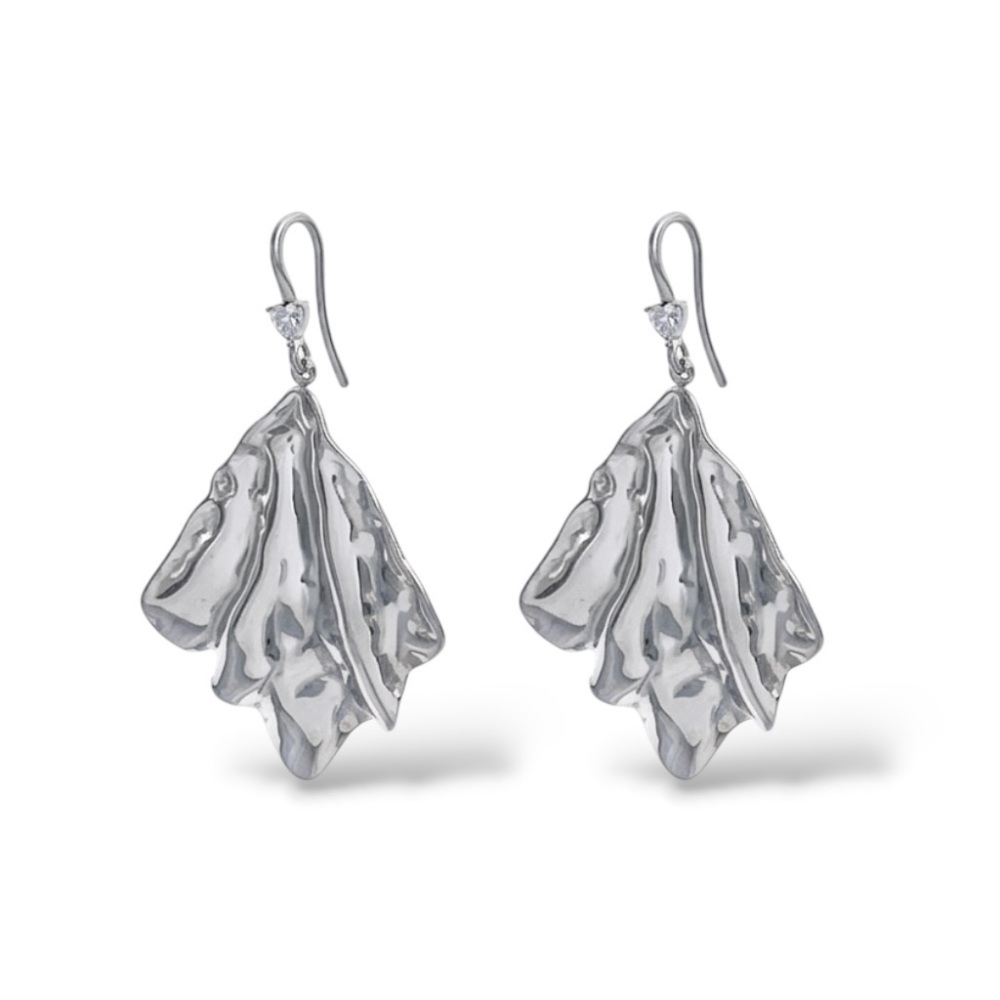 [OR-413-2595] Foglia-Orecchini in Acciaio - OR-413-2595 (Argento)