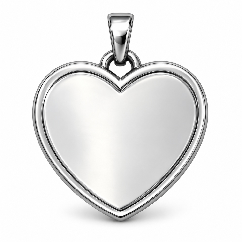 [DIY-413-Cuore Grande] Cuore-Ciondolo/Charms in Acciaio Adatto Per L’incisione - DIY-413-Cuore Grande (Argento)