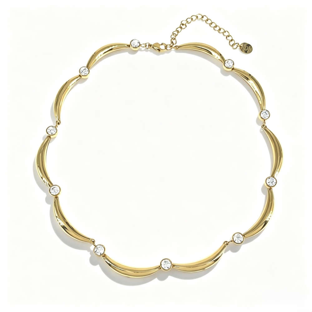 [CL-103-AA7767N] Punto Luce-Collana Corta in Acciaio - CL-103-AA7767N (Oro Giallo)