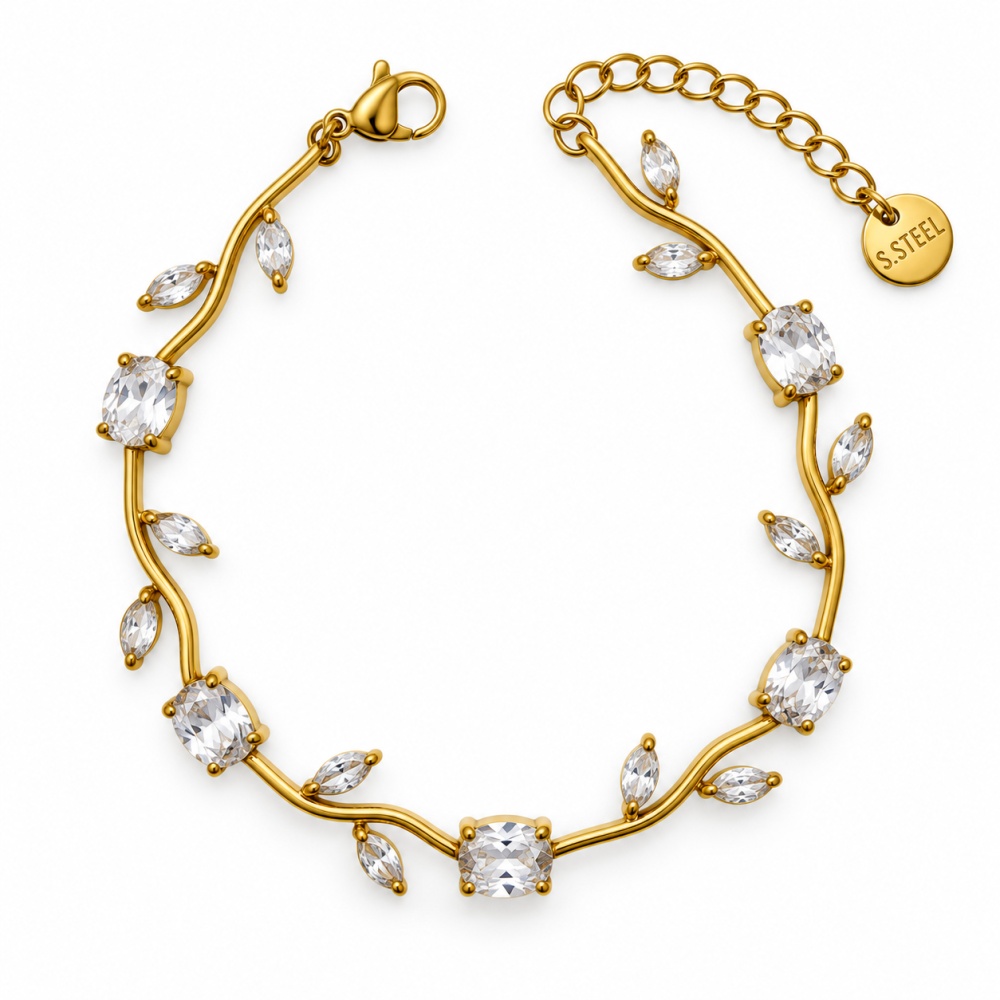 [BR-103-AA7793B] Rosa-Bracciale in Acciaio - BR-103-AA7793B (Bianco/Oro)