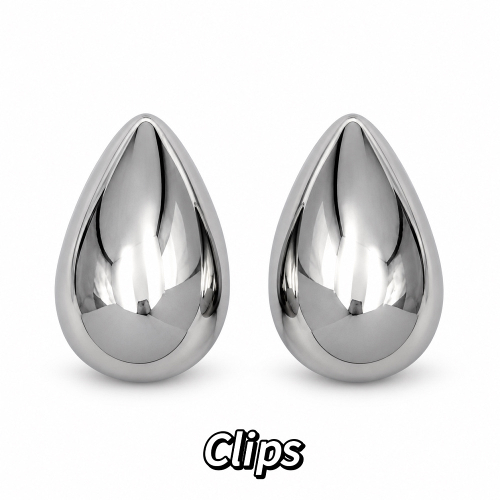 [OR-413-2605] Goccia-Orecchini a Clip - OR-413-2605 (Argento)