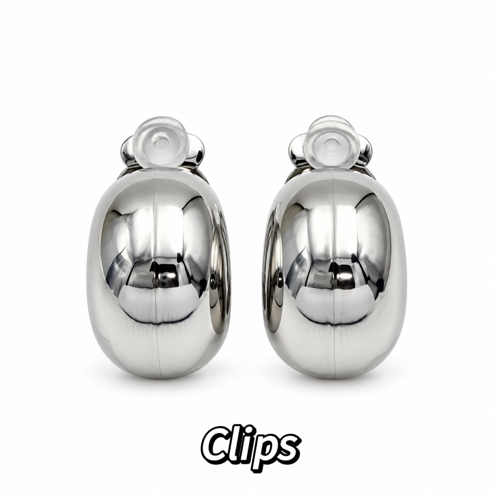 Cerchio -Orecchini Clip in Acciaio - OR-103-AA7381E