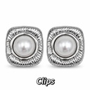 Quadrato Con Perla-Orecchini a Clip - OR-413-2602