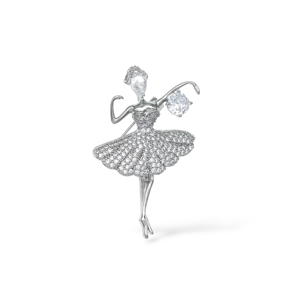 [SP-506-524] Ballerina -Spilla con Zirconia - SP-506-524 (Argento)