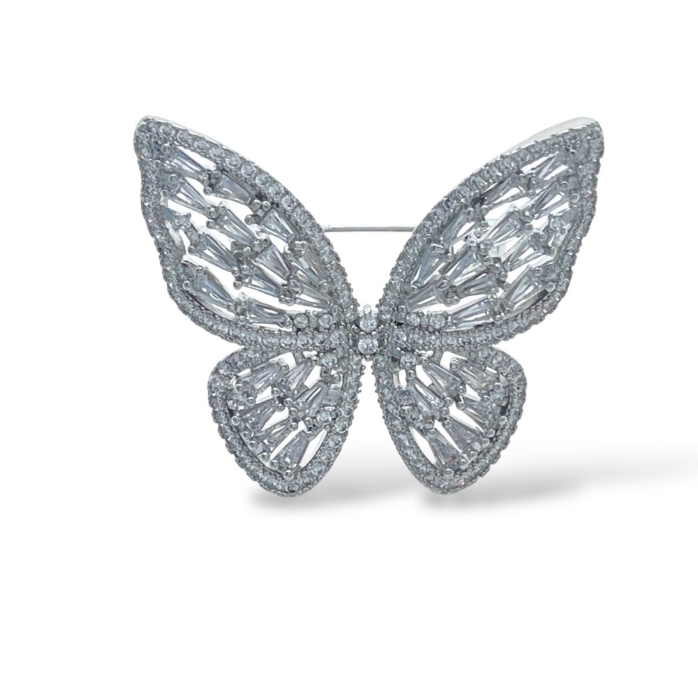 [SP-506-520] Farfalla -Spilla con Zirconia - SP-506-520 (Argento)