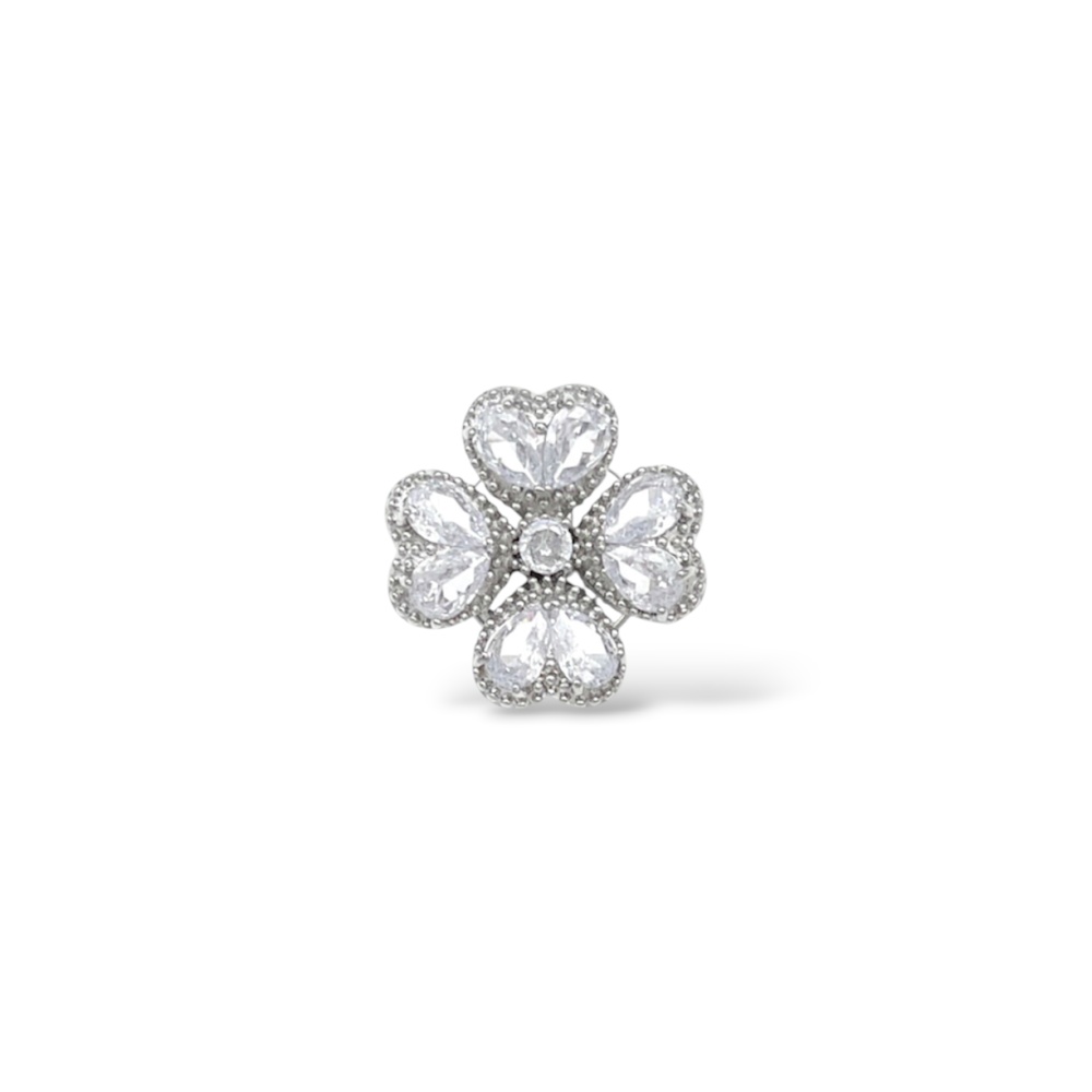 [SPM-506-532] Quadrifoglio-Spille Magnetiche con Zirconia - SPM-506-532 (Argento)