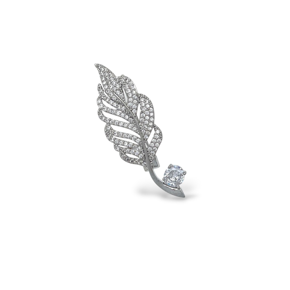[SP-506-552] Piuma -Spilla con Zirconia - SP-506-552 (Argento)