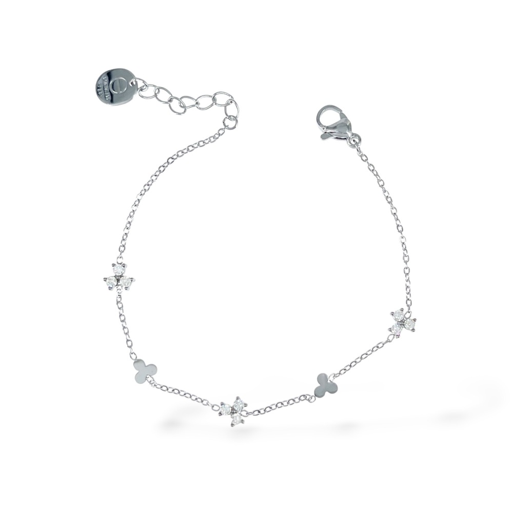 [BR-103-AA6810B] Trifoglio-Bracciale in Acciaio - BR-103-AA6810B (Argento)