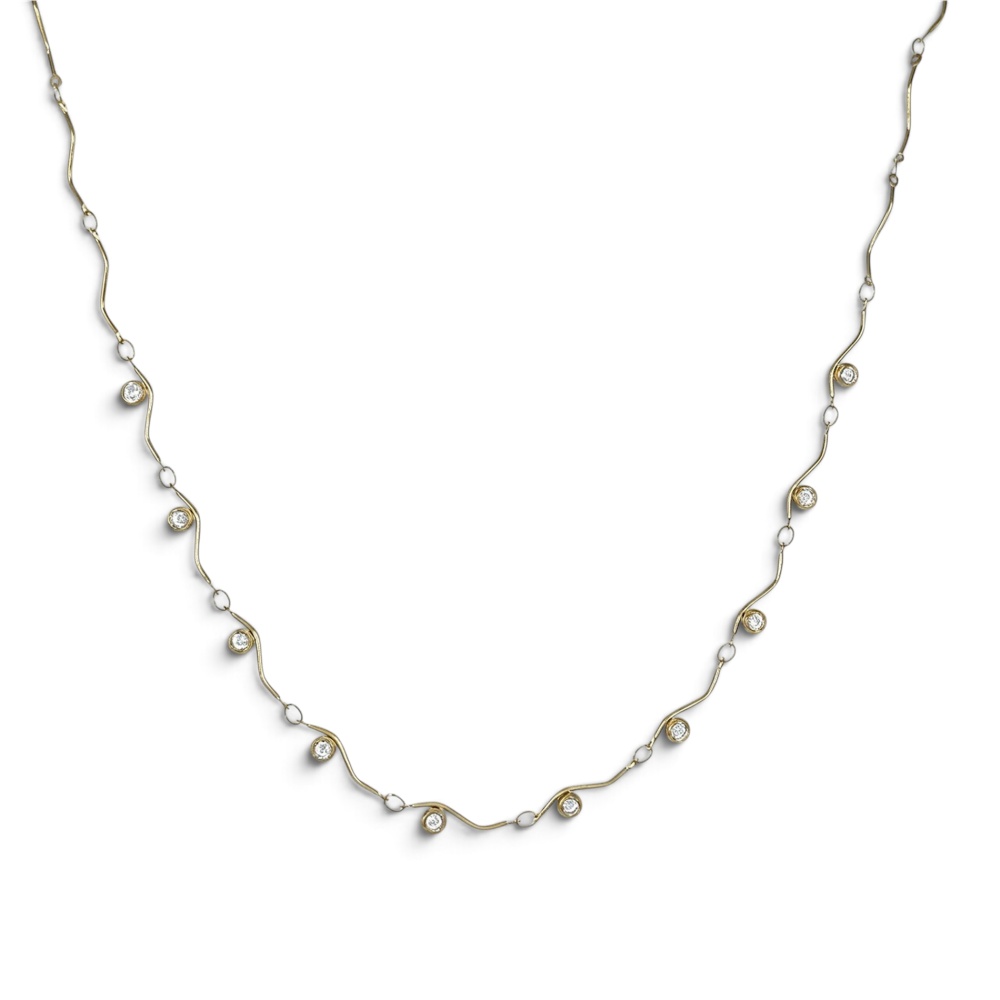 [CL-791-42] Punti Luce-Collana Corta in Acciaio - CL-791-42 (Bianco/Oro)