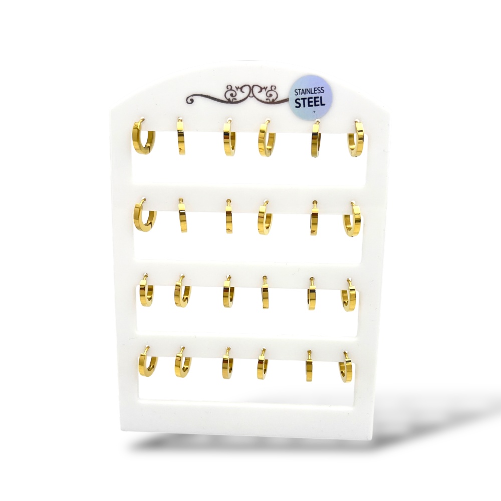[OR-103-AA1600E cerchio] Cerchio-24pz Orecchini in Acciaio - OR-103-AA1600E cerchio (Oro Giallo)
