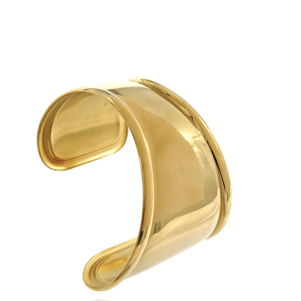 [BR-413-6483S] Curva-Bracciale Rigido in Acciaio - BR-413-6483S (Oro Giallo)