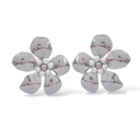 Fiore con Perla-Orecchini in Acciaio - OR-413-862