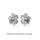 Fiore con perla-Orecchini in Acciaio - OR-413-1026