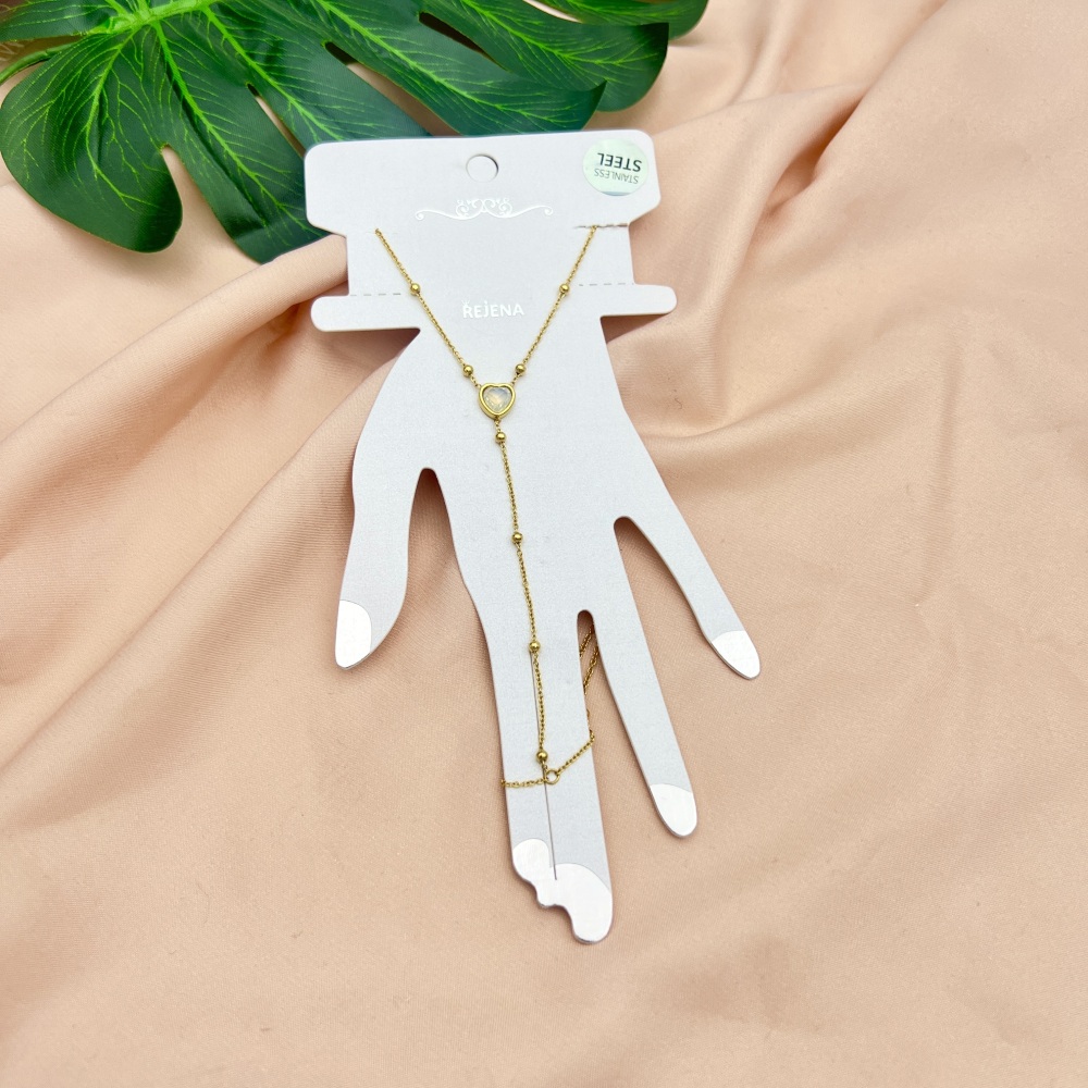 [BR-103-AA389B] Cuore con Cristalli Colorati-Baciamano in Acciaio - BR-103-AA389B (Bianco/Oro)