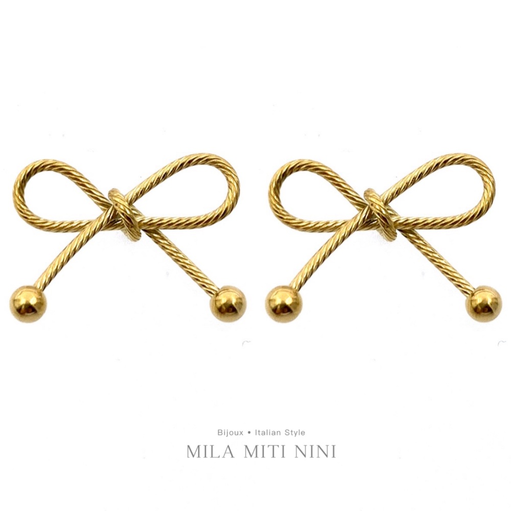 [OAP413-862] Fiocco-Orecchini in Acciaio - OAP413-862 (Oro Giallo)
