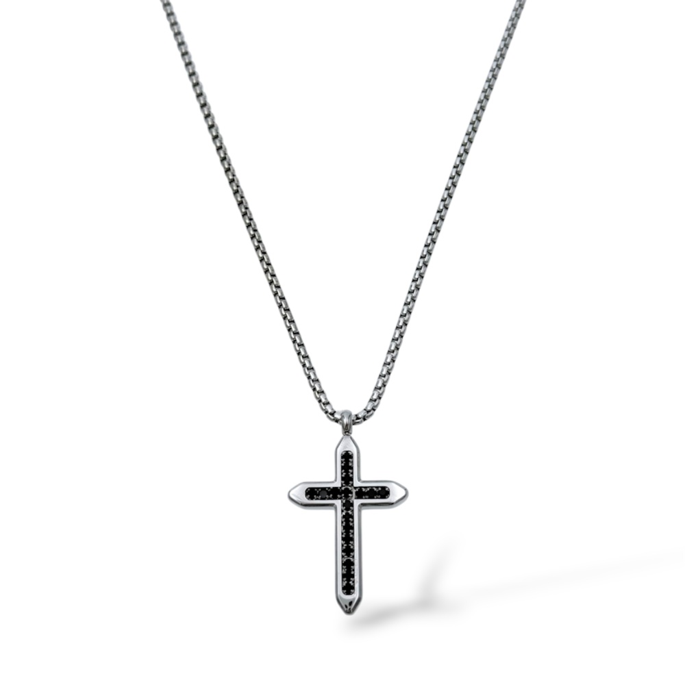 [CL-775-78] Croce-Collana da Uomo in Acciaio - CL-775-78