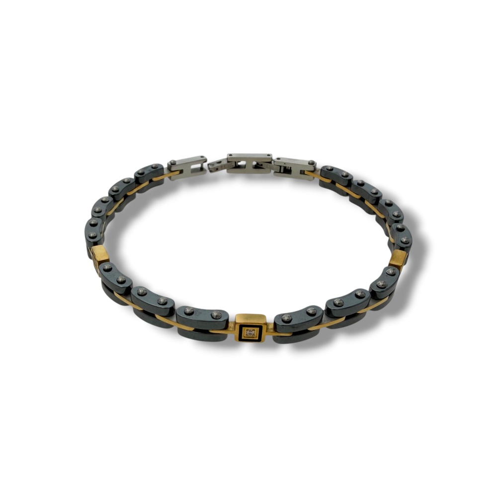 [BR-775-97] corda metallica Punto Luce -Bracciale Uomo in Acciaio - BR-775-97 (Oro Giallo)