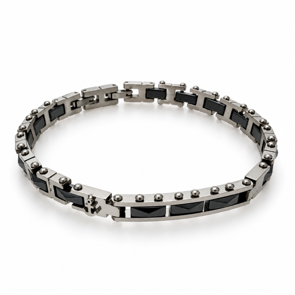 [BR-775-99] corda metallica Punto Luce -Bracciale Uomo in Acciaio - BR-775-99