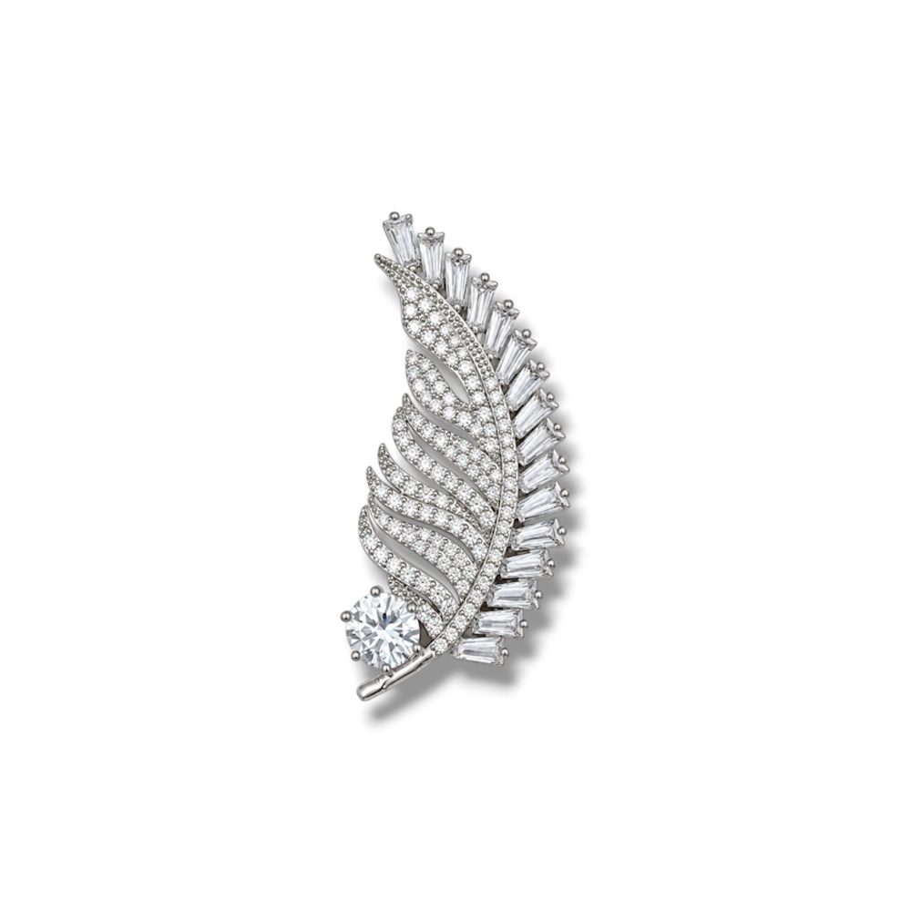 [SP-506-510] Piuma -Spilla con Zirconia - SP-506-510 (Argento)