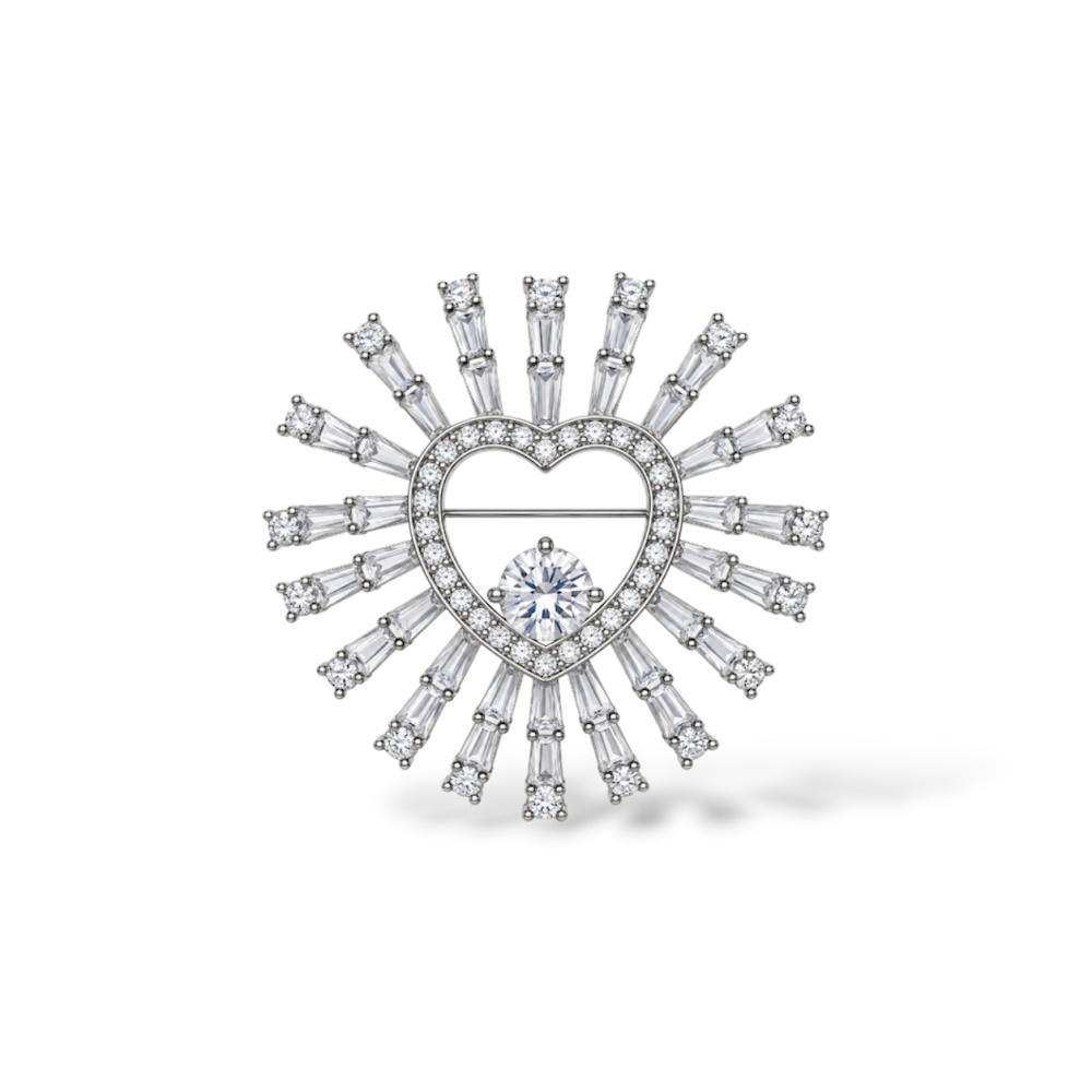 [SP-506-514] Cuore-Spilla con Zirconia - SP-506-514 (Argento)
