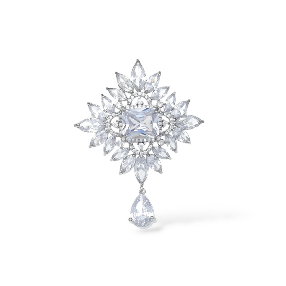 [SP-506-515] Fiore-Spilla con Zirconia - SP-506-515 (Argento)