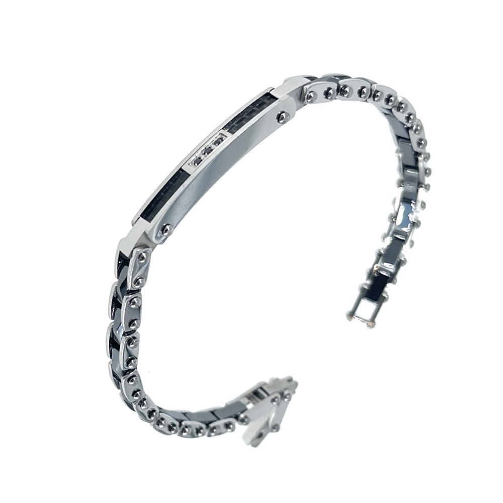 [BR-775-107] corda metallica Punto Luce -Bracciale Uomo in Acciaio - BR-775-107