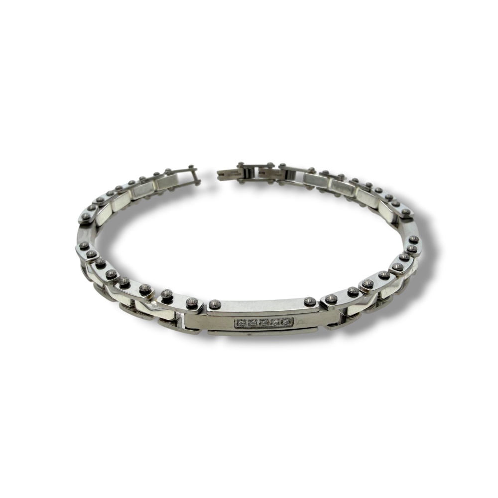 [BR-775-100] corda metallica Punto Luce -Bracciale Uomo in Acciaio - BR-775-100 (Acciaio)